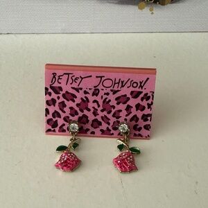 Betsey Johnson Pink Floral Drop Earrings